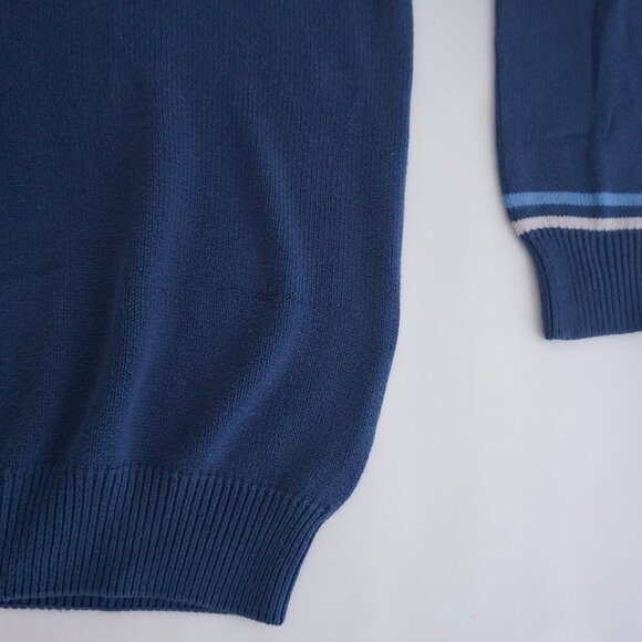 Vintage Denver Hayes Blue 50% Cotton Fine Knit V-Neck Sweater XL - Picture 5 of 10